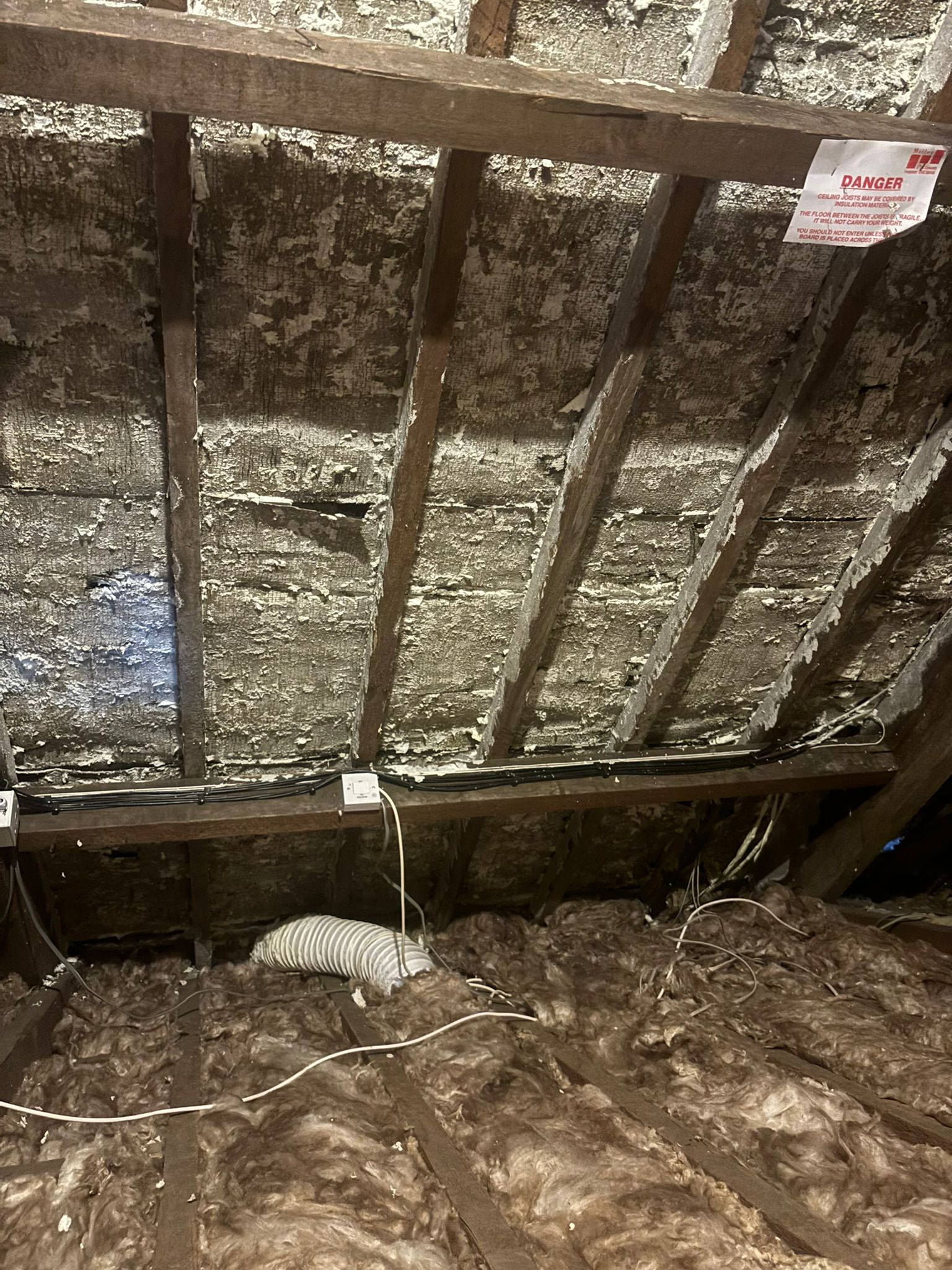 Loft timbers after foam removal